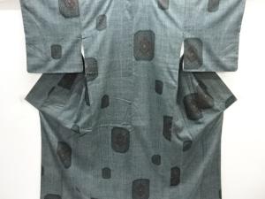 華紋模様織出し本場結城紬80亀甲着物（ちぢみ）